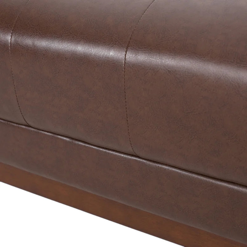 Dark Brown Modern 80.75 Button Tufted 3 - Seater Sofa with Wood Legs