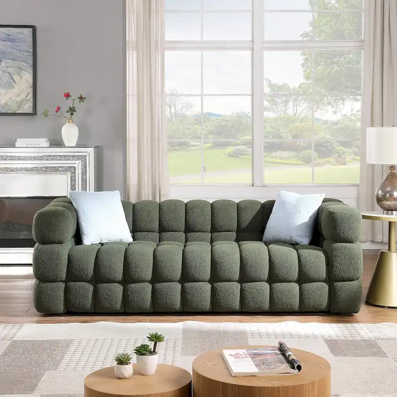 Modern 84.3 Boucle 3 - Seater Sofa with Pillows