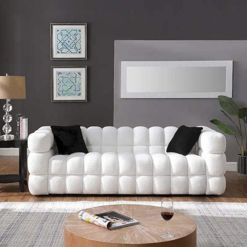Modern 84.3 Boucle 3 - Seater Sofa with Pillows