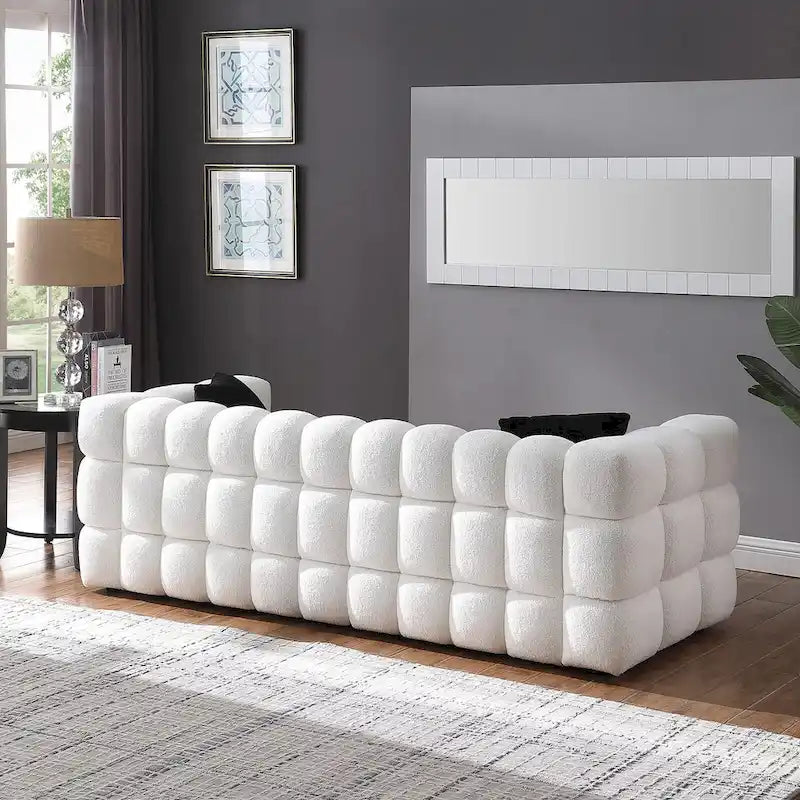 Modern 84.3 Boucle 3 - Seater Sofa with Pillows