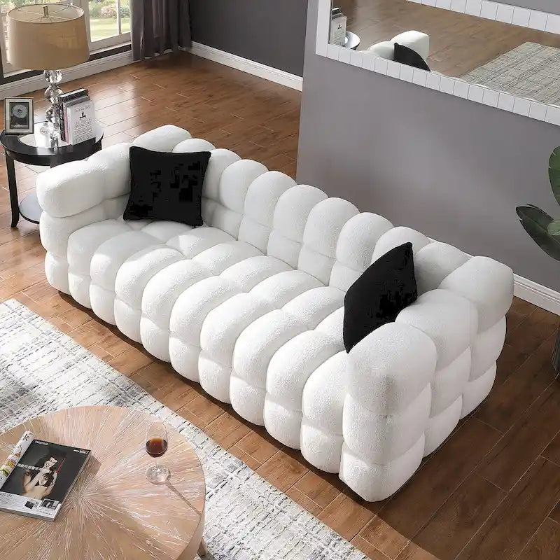 Modern 84.3 Boucle 3 - Seater Sofa with Pillows