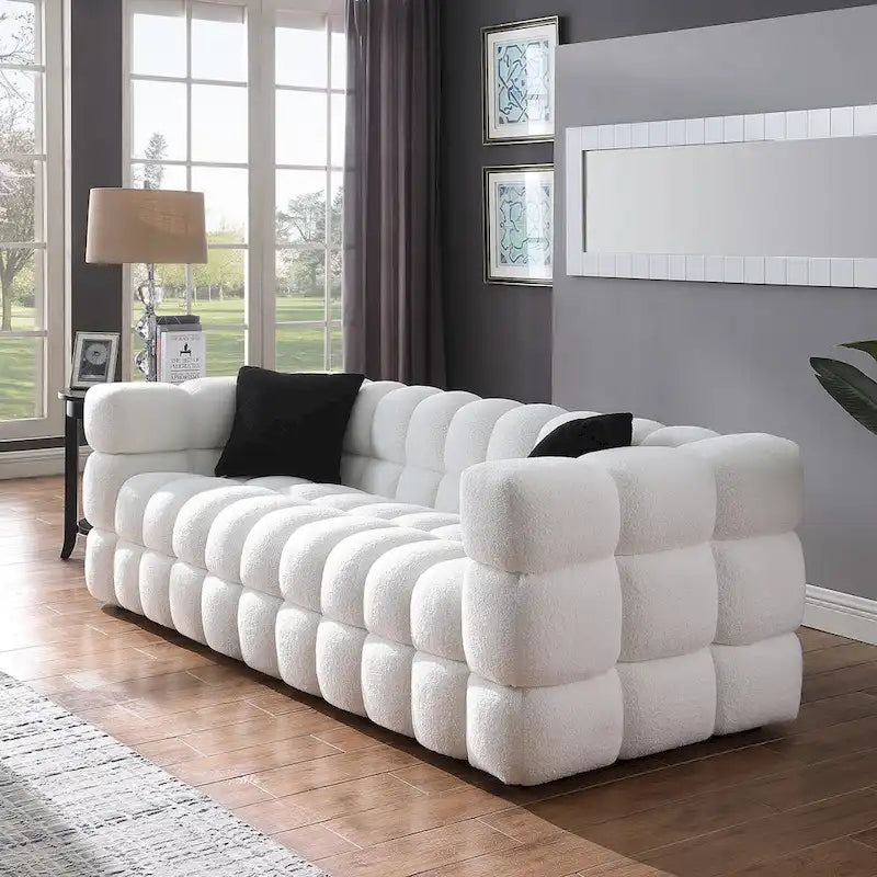 Modern 84.3 Boucle 3 - Seater Sofa with Pillows
