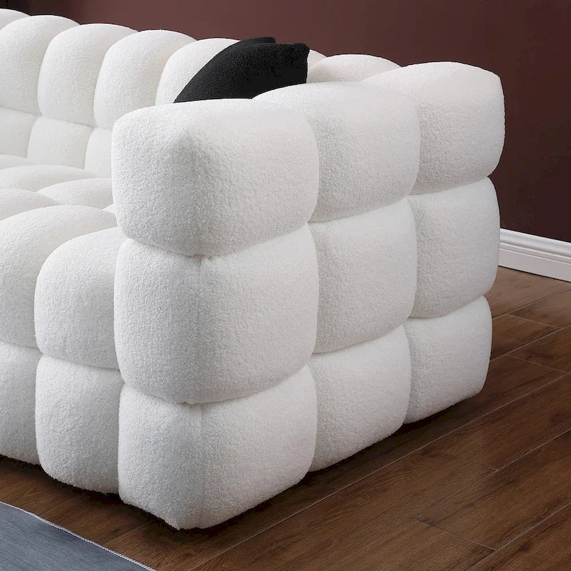 Modern 84.3 Boucle 3 - Seater Sofa with Pillows