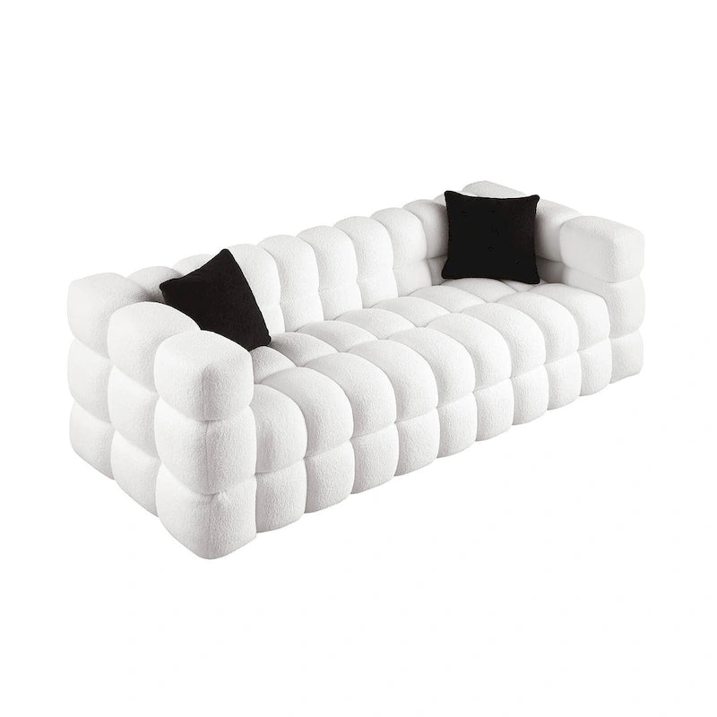 Modern 84.3 Boucle 3 - Seater Sofa with Pillows