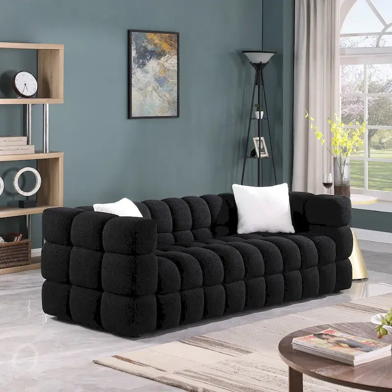 Modern 84.3 Boucle 3 - Seater Sofa with Pillows