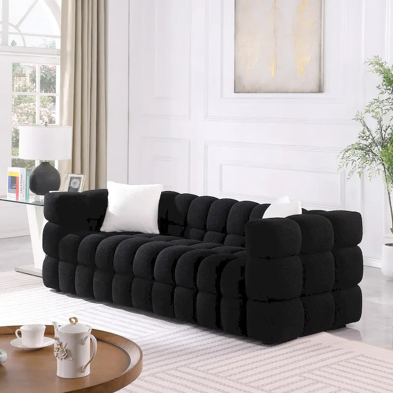 Modern 84.3 Boucle 3 - Seater Sofa with Pillows