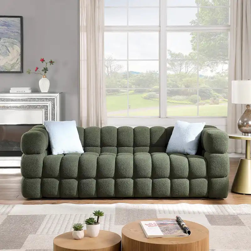 Modern 84.3 Boucle 3 - Seater Sofa with Pillows