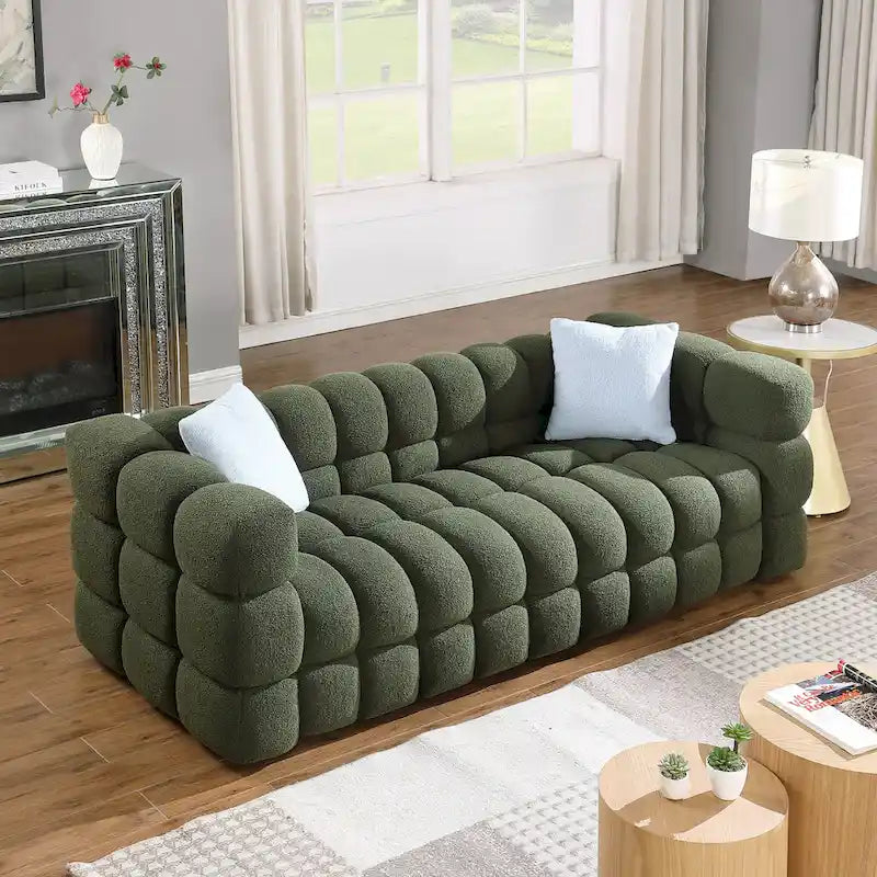 Modern 84.3 Boucle 3 - Seater Sofa with Pillows