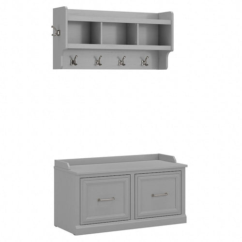40W Shoe Bench with Doors & Wall Coat Rack