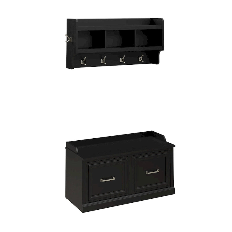 40W Shoe Bench with Doors & Wall Coat Rack