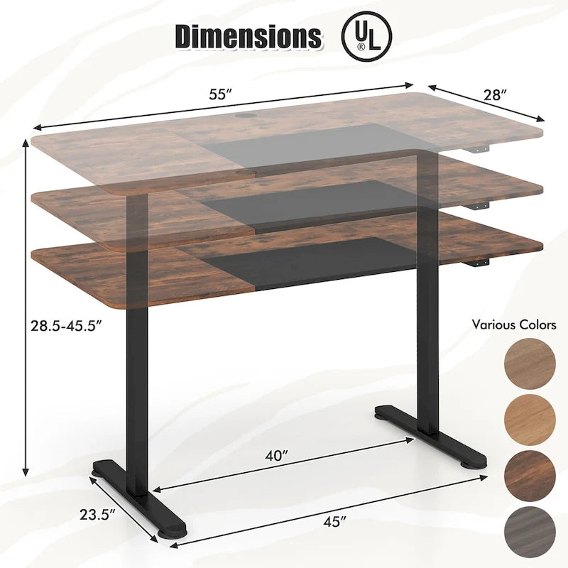55 Electric Standing Desk Height Adjustable Home Office Table