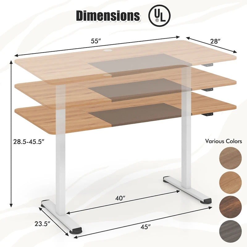 55 Electric Standing Desk Height Adjustable Home Office Table