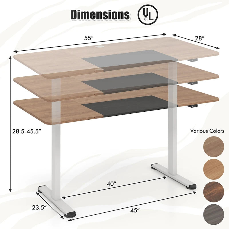 55 Electric Standing Desk Height Adjustable Home Office Table