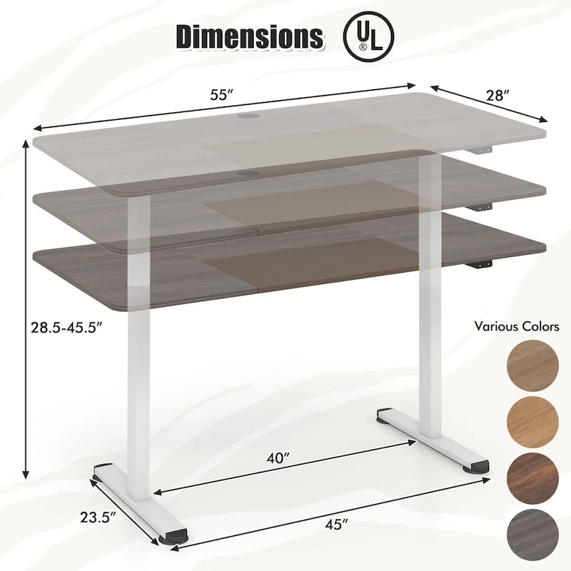 55 Electric Standing Desk Height Adjustable Home Office Table
