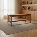 Coffee Table , Brown Acacia Wood , Slatted Rectangular 40 Inch