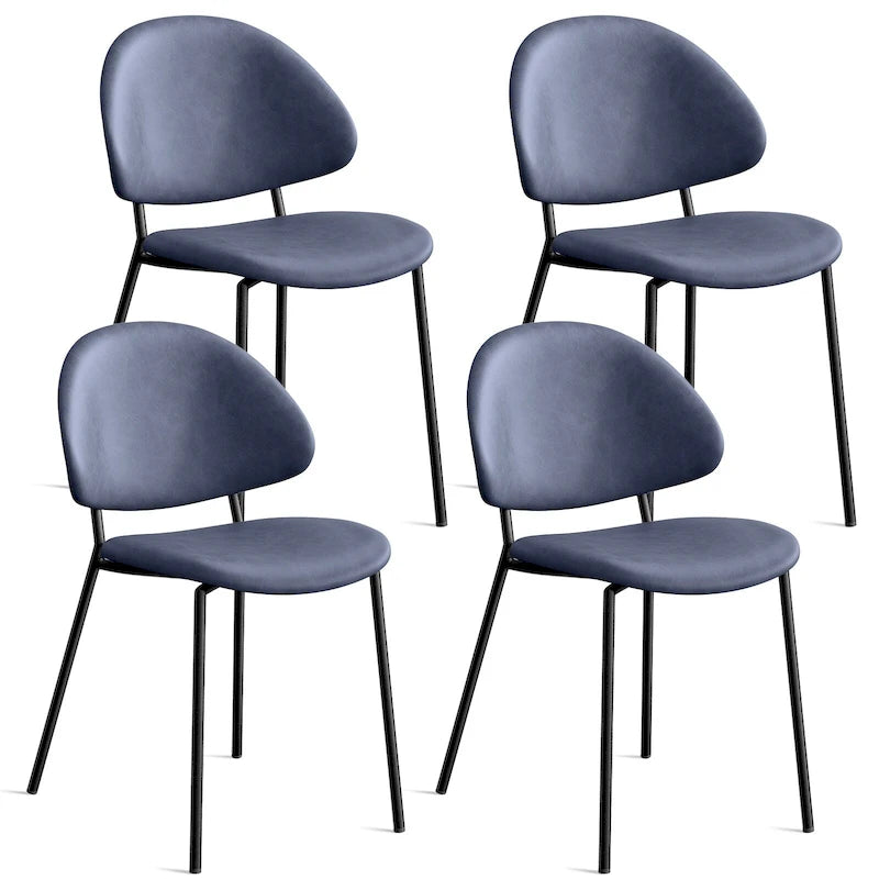 Set of 4 Upholstered PU Leather Dining Chairs Mid - Century Modern Dining Chairs with Curved Backrest for Dining Room Kitchen