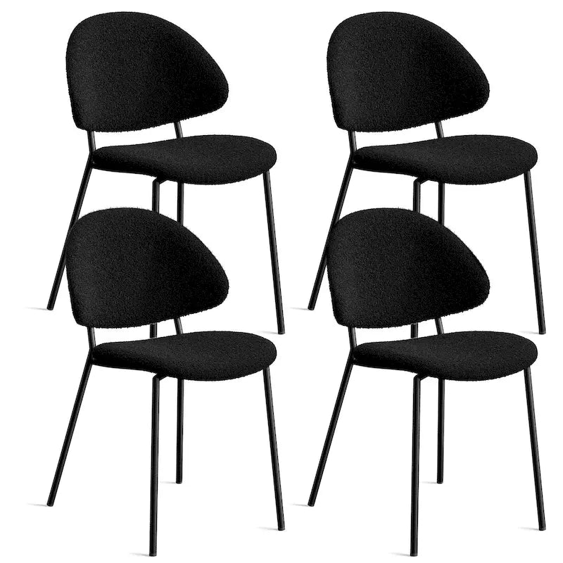 Set of 4 Upholstered PU Leather Dining Chairs Mid - Century Modern Dining Chairs with Curved Backrest for Dining Room Kitchen