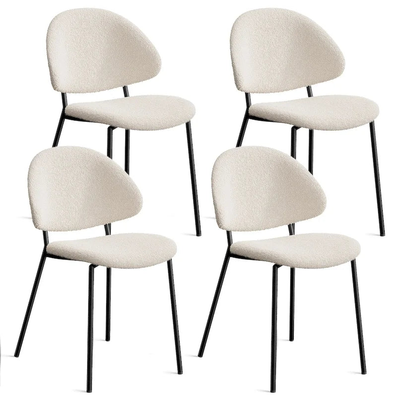 Set of 4 Upholstered PU Leather Dining Chairs Mid - Century Modern Dining Chairs with Curved Backrest for Dining Room Kitchen