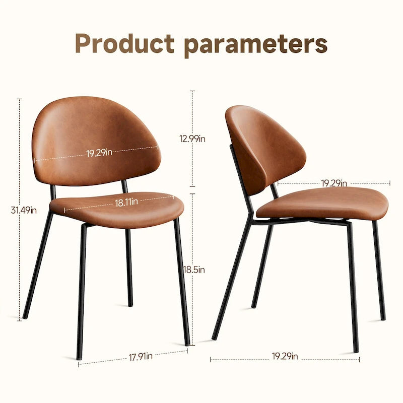Set of 4 Upholstered PU Leather Dining Chairs Mid - Century Modern Dining Chairs with Curved Backrest for Dining Room Kitchen