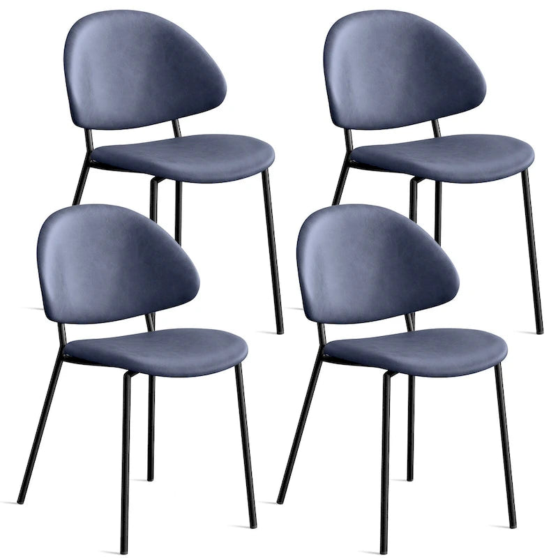Set of 4 Upholstered PU Leather Dining Chairs Mid - Century Modern Dining Chairs with Curved Backrest for Dining Room Kitchen