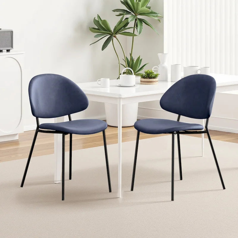 Set of 4 Upholstered PU Leather Dining Chairs Mid - Century Modern Dining Chairs with Curved Backrest for Dining Room Kitchen