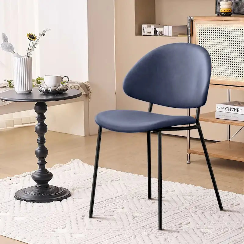 Set of 4 Upholstered PU Leather Dining Chairs Mid - Century Modern Dining Chairs with Curved Backrest for Dining Room Kitchen