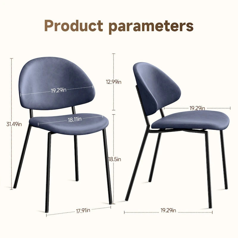 Set of 4 Upholstered PU Leather Dining Chairs Mid - Century Modern Dining Chairs with Curved Backrest for Dining Room Kitchen