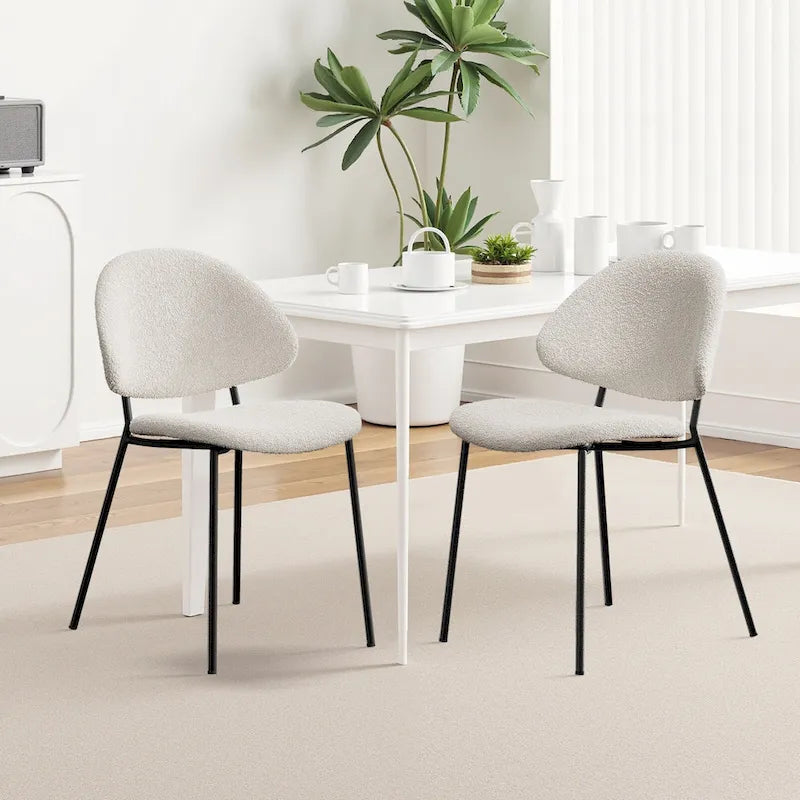 Set of 4 Upholstered PU Leather Dining Chairs Mid - Century Modern Dining Chairs with Curved Backrest for Dining Room Kitchen