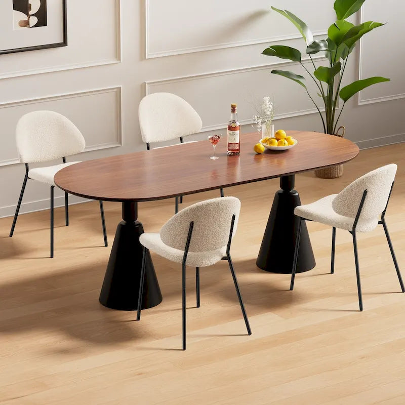 Set of 4 Upholstered PU Leather Dining Chairs Mid - Century Modern Dining Chairs with Curved Backrest for Dining Room Kitchen