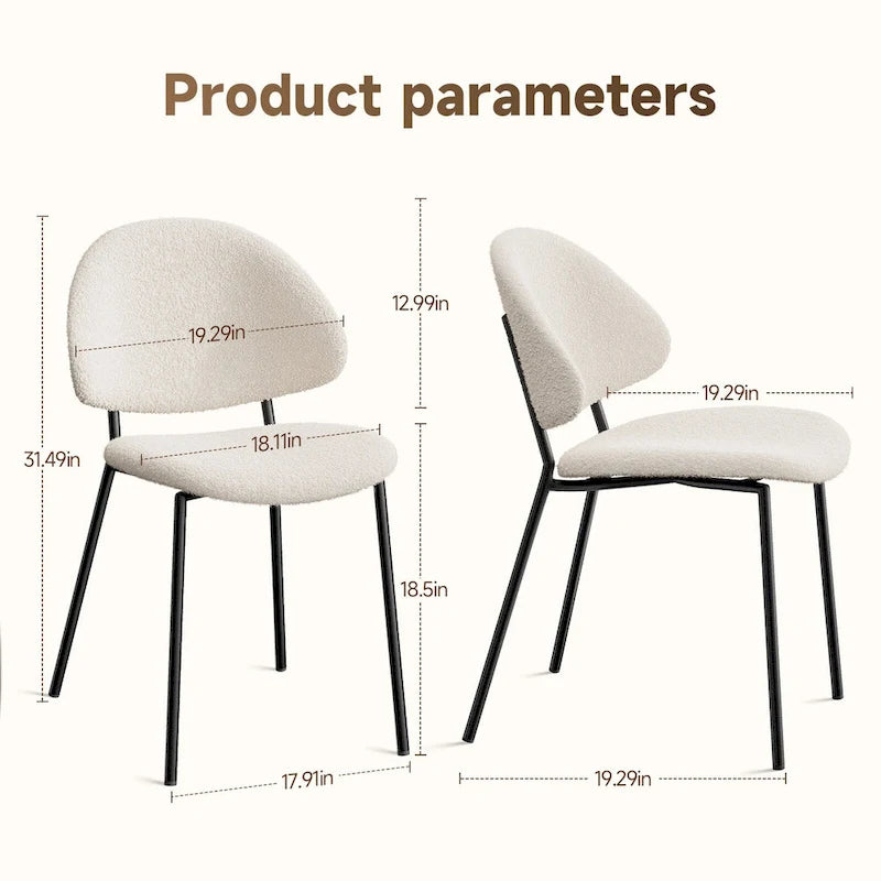 Set of 4 Upholstered PU Leather Dining Chairs Mid - Century Modern Dining Chairs with Curved Backrest for Dining Room Kitchen