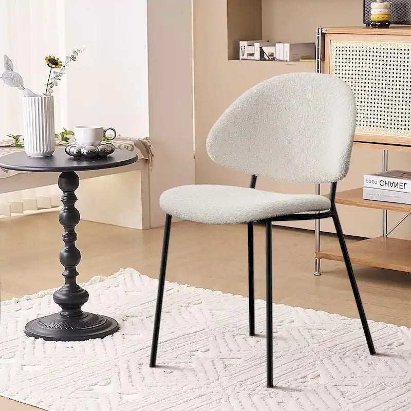Set of 4 Upholstered PU Leather Dining Chairs Mid - Century Modern Dining Chairs with Curved Backrest for Dining Room Kitchen