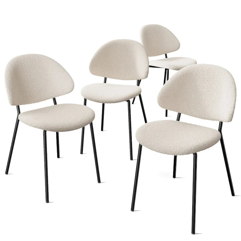 Set of 4 Upholstered PU Leather Dining Chairs Mid - Century Modern Dining Chairs with Curved Backrest for Dining Room Kitchen