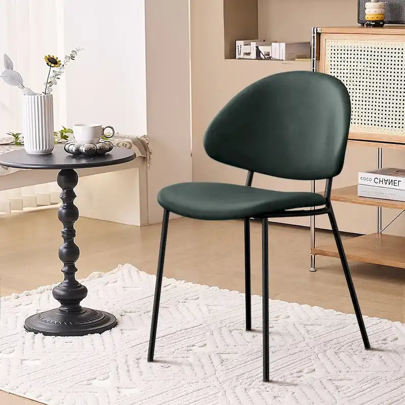 Set of 4 Upholstered PU Leather Dining Chairs Mid - Century Modern Dining Chairs with Curved Backrest for Dining Room Kitchen