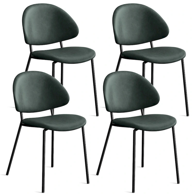 Set of 4 Upholstered PU Leather Dining Chairs Mid - Century Modern Dining Chairs with Curved Backrest for Dining Room Kitchen