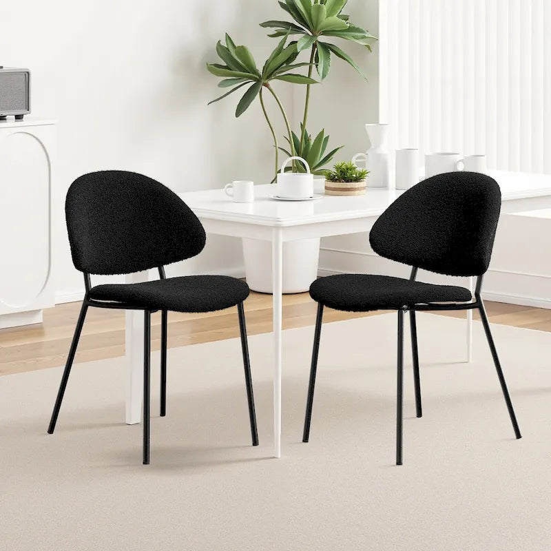 Set of 4 Upholstered PU Leather Dining Chairs Mid - Century Modern Dining Chairs with Curved Backrest for Dining Room Kitchen
