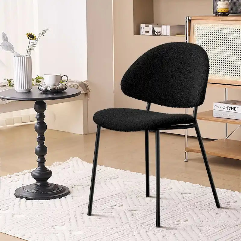 Set of 4 Upholstered PU Leather Dining Chairs Mid - Century Modern Dining Chairs with Curved Backrest for Dining Room Kitchen