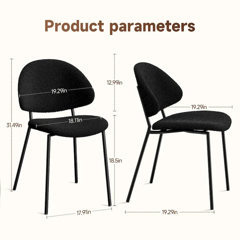 Set of 4 Upholstered PU Leather Dining Chairs Mid - Century Modern Dining Chairs with Curved Backrest for Dining Room Kitchen