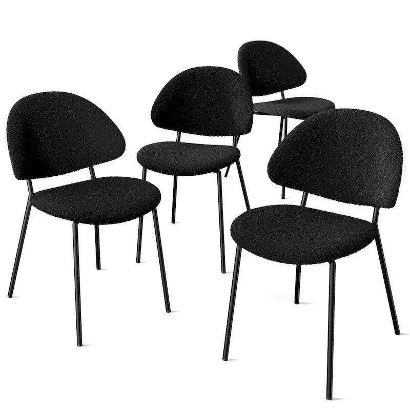 Set of 4 Upholstered PU Leather Dining Chairs Mid - Century Modern Dining Chairs with Curved Backrest for Dining Room Kitchen