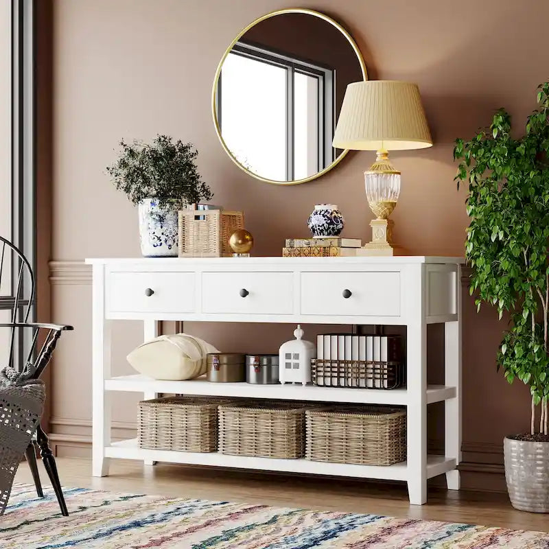 Console Table with 2 - open Shelves - 16.00 x 50.00 x 30.00