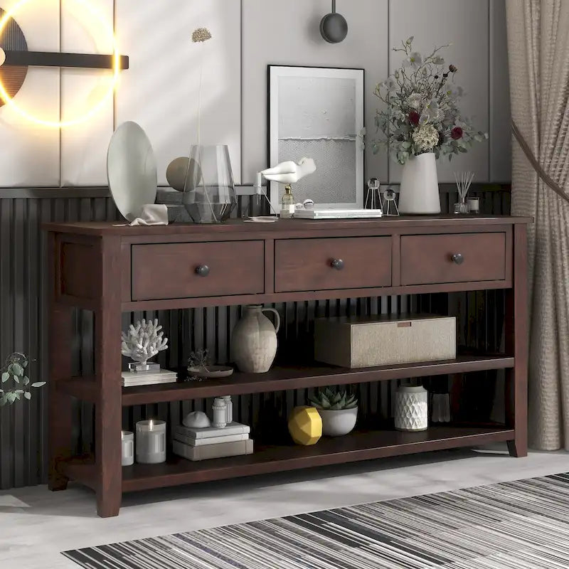 Console Table with 2 - open Shelves - 16.00 x 50.00 x 30.00