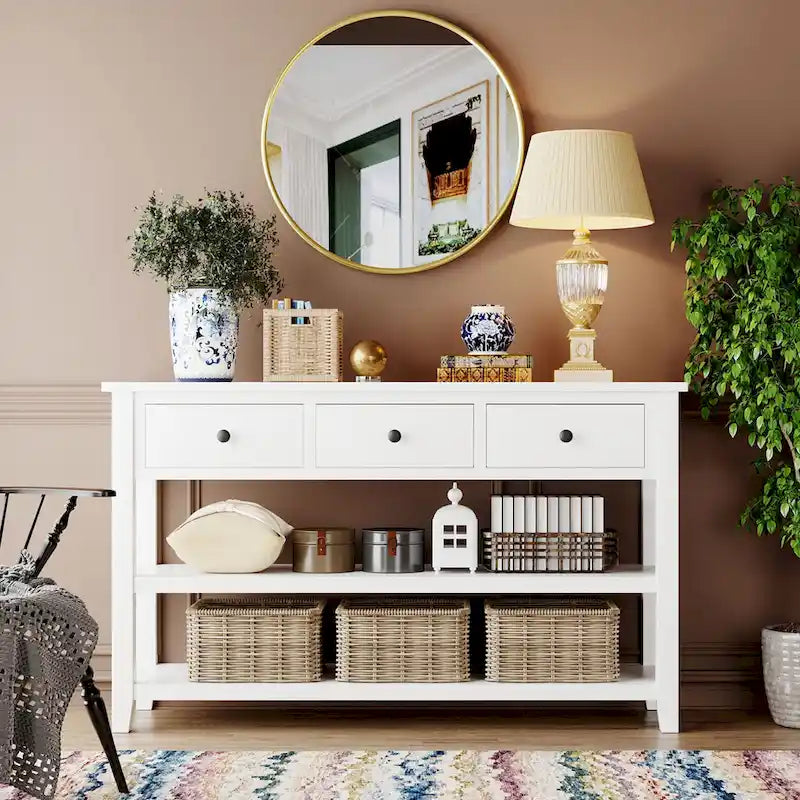 Console Table with 2 - open Shelves - 16.00 x 50.00 x 30.00