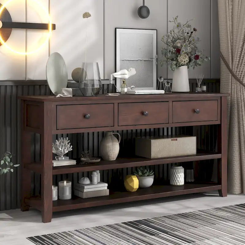 Console Table with 2 - open Shelves - 16.00 x 50.00 x 30.00