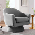 Performance Velvet Fabric and Wood Swivel Chair