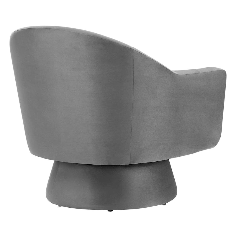 Performance Velvet Fabric and Wood Swivel Chair