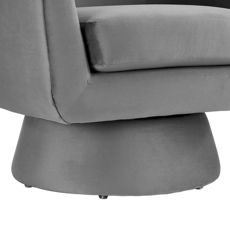 Performance Velvet Fabric and Wood Swivel Chair