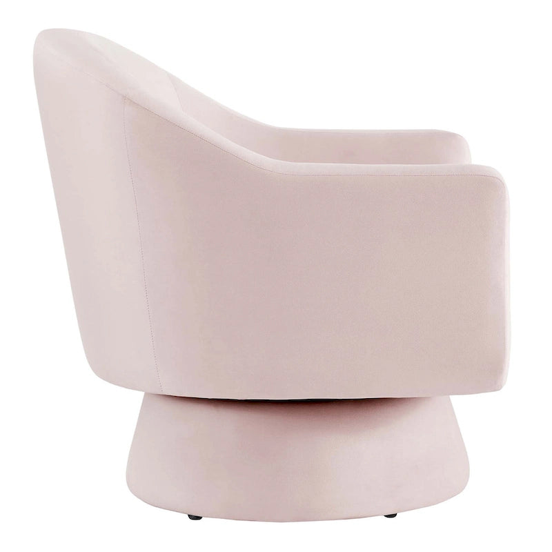 Performance Velvet Fabric and Wood Swivel Chair
