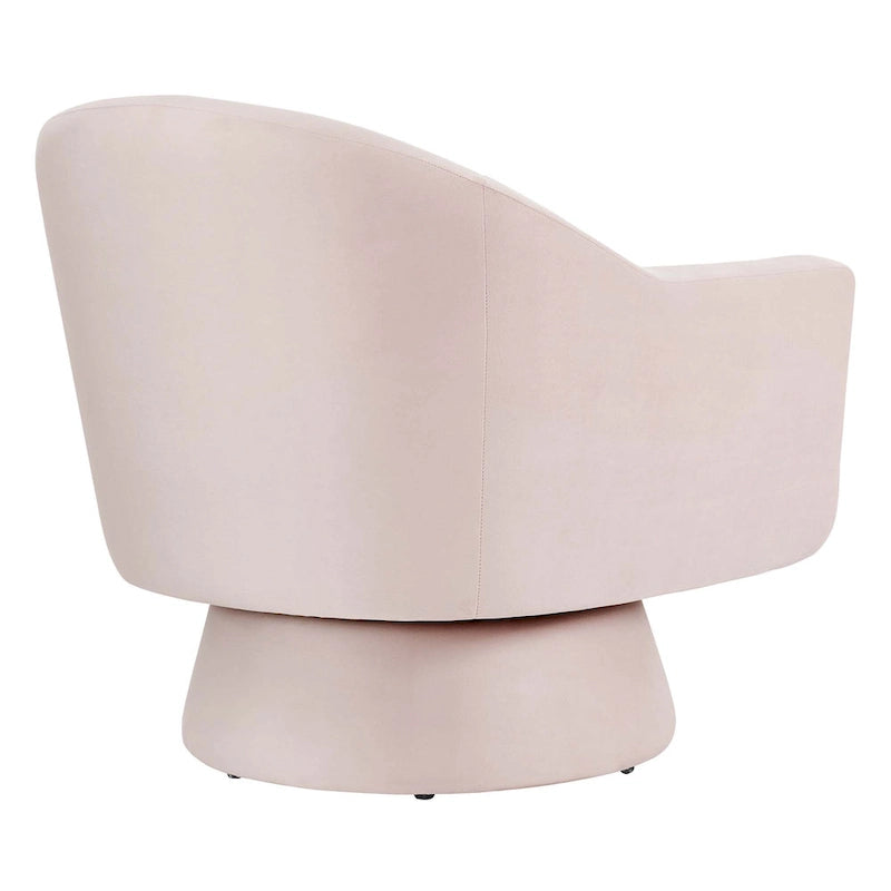 Performance Velvet Fabric and Wood Swivel Chair