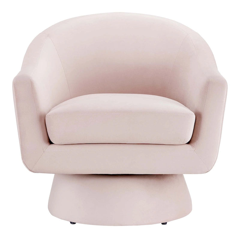 Performance Velvet Fabric and Wood Swivel Chair