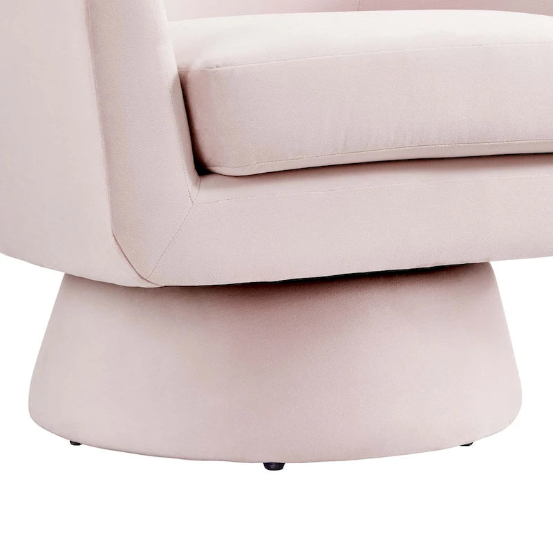 Performance Velvet Fabric and Wood Swivel Chair