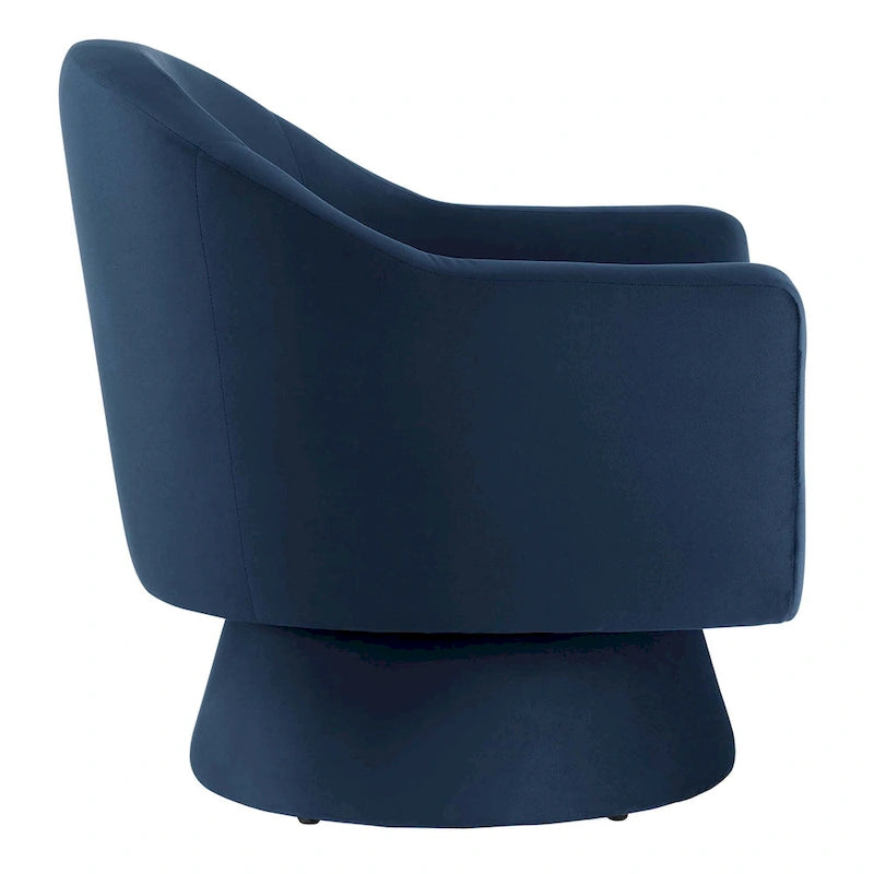 Performance Velvet Fabric and Wood Swivel Chair